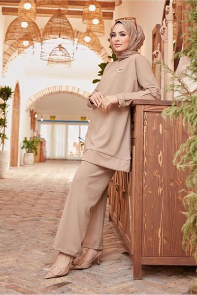 TRENDTESETTÜR Γυναικείο Καφέ (CAMEL) Basic Διπλό Παντελόνι. Ομάδα 3503
