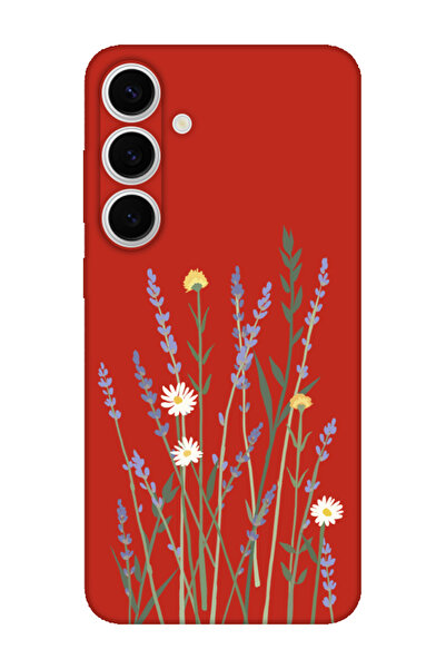 frondcase حافظة لهاتف سامسونج S24 FE باللون الأحمر مع نمط لافندر