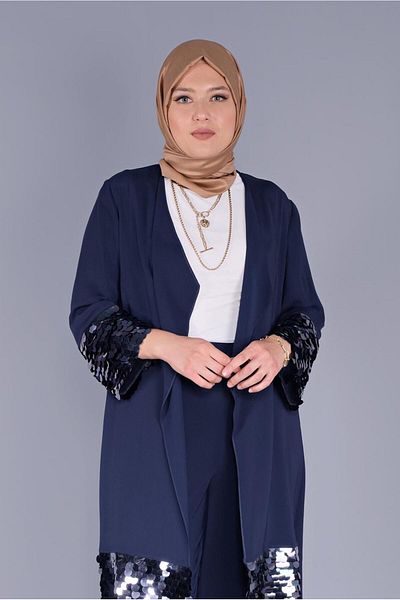 TRENDTESETTÜR Γυναικείο μπουφάν Navy Blue (K.LACİVERT) με λεπτομέρεια παγιέτας 40882