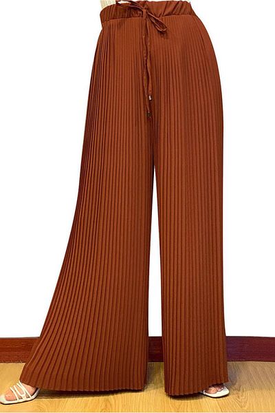 TRENDTESETTÜR Women's Brown (TILE) Pleated Trousers 9210