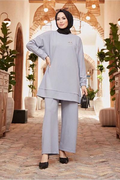 TRENDTESETTÜR Γυναικείο Γκρι Basic Διπλό Παντελόνι. Ομάδα 3503