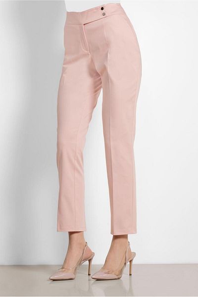 TRENDTESETTÜR Women's Powder Intermediate Waist Cotton Fabric Trousers 7552