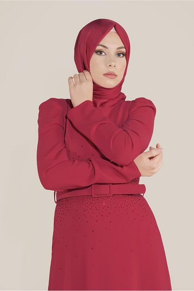 TRENDTESETTÜR WOMEN'S RED T 40586 CINO CREPE DRESS 38/44
