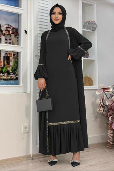 TRENDTESETTÜR Γυναικείο κοστούμι φόρεμα με μαύρη ριγέ λεπτομέρεια T 7563