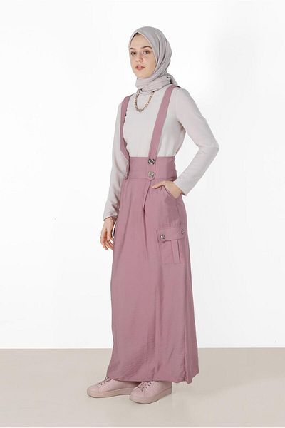 TRENDTESETTÜR WOMEN'S PINK (ROSE) POCKET DETAIL BUTTONED SALOPET 4478