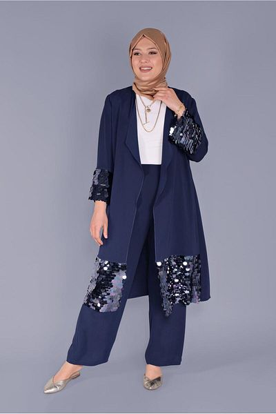 TRENDTESETTÜR Γυναικείο μπουφάν Navy Blue (K.LACİVERT) με λεπτομέρεια παγιέτας 40882