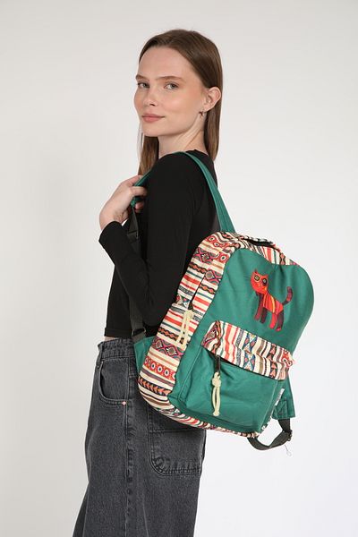 Street Bag Ethnic αδιάβροχο ορθοπεδικό σακίδιο πλάτης με μοτίβο Bohemian Cat - Θήκη Tablet