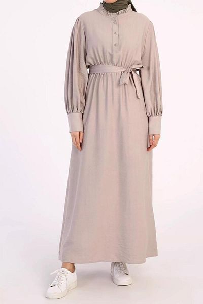 TRENDTESETTÜR Γυναικείο Μπεζ (K.BEIGE) Φόρεμα με λεπτομέρεια με βολάν με κολάρο 13006