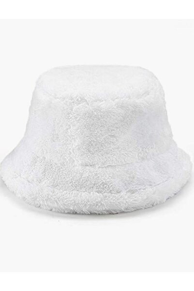 Mihos Women's Winter Plush White Bucket Bucket Hat