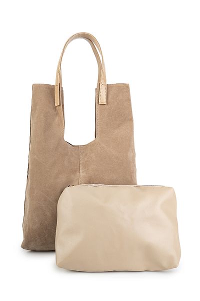 minebag Geanta de umar dama din piele intoarsa Lilyum Mink
