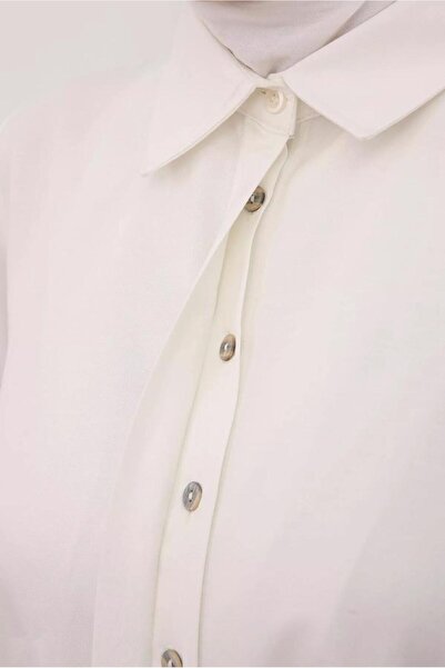 TRENDTESETTÜR Women's Ecru Wide Cut Hidden Button Tunic 82805