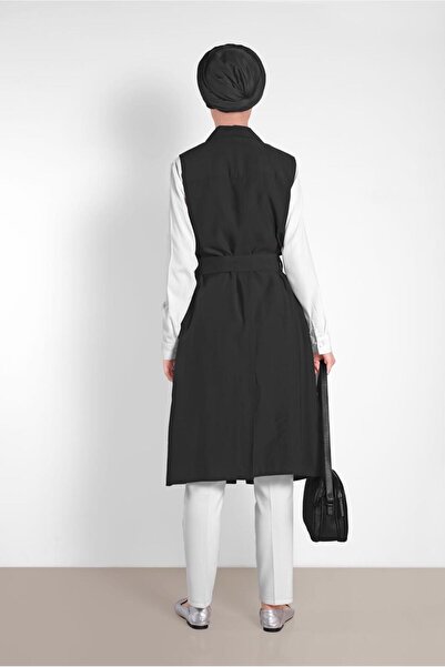 TRENDTESETTÜR WOMEN'S BLACK SAFARI BELTED VEST 4452