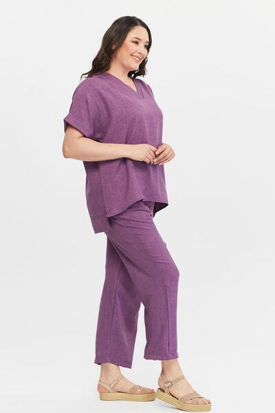 Ebsumu Γυναικείο υφαντό βαμβακερό κάπρι μωβ διπλό σετ