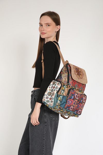 Street Bag Ethnic Bohemian Αυθεντικό Σχέδιο Συνονθύλευμα 5 Θέσεων Σακίδιο πλάτης Ορθοπεδικό Αδιάβροχο