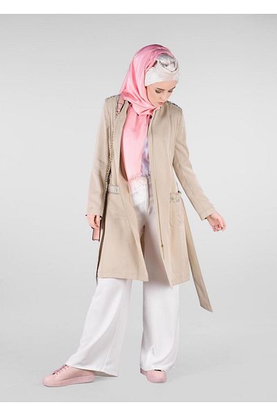 TRENDTESETTÜR Γυναικεία Μπεζ (K.BEIGE) Καμπαρντίνα με φερμουάρ Judge Collar 1226