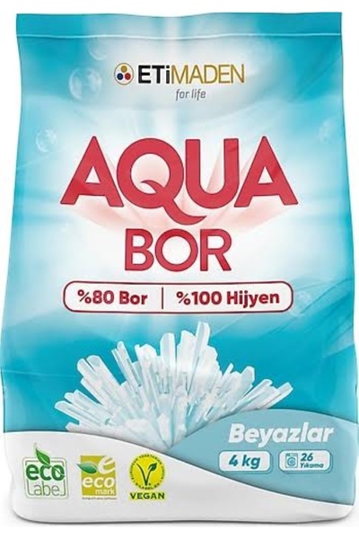 ETİ MADEN AQUA BOR 4 KG BEYAZLAR İÇİN 26 YIKAMA %80 BOR/%100 HİJYEN