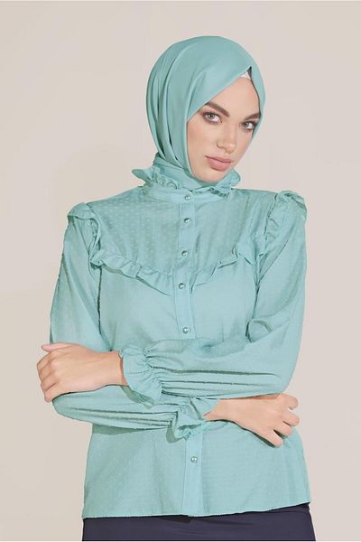 TRENDTESETTÜR ΓΥΝΑΙΚΕΙΟ ΜΠΛΕ (AQUA) 	 FIRFIR ΛΕΠΤΟΜΕΡΗ ΚΟΥΜΠΙ ΜΠΛΟΥΖΑ 40798