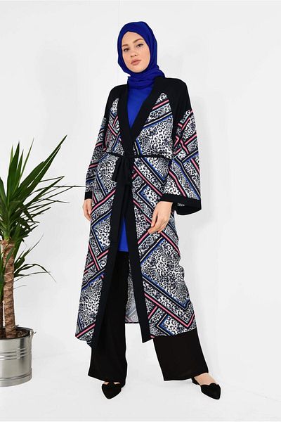 TRENDTESETTÜR Γυναικείο Γκρι (GREY-CORAL) Κιμονό με σχέδιο Leopard 4963