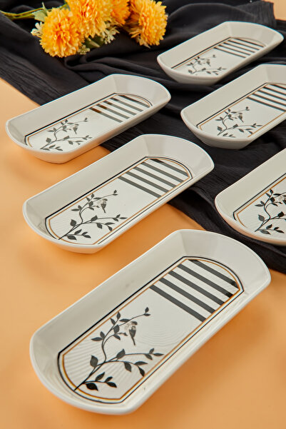 EMBazaar Black Set of 6 - Ceramic Breakfast, Snack Bowl, Cheese Plate, Sauce Bowl and Olive Bowl Butter