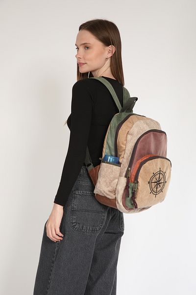 Street Bag Ethnic Authentic Bohemian Compass Κεντημένο αδιάβροχο σακίδιο πλάτης με ορθοπεδική υποστήριξη 3 ματιών