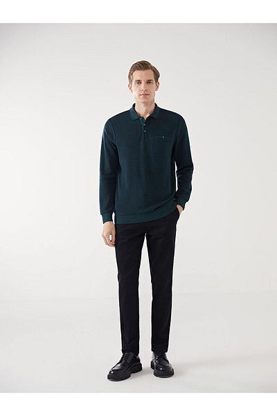 LC Waikiki Ανδρικό φούτερ με μακρυμάνικο λαιμό πόλο LCWAIKIKI Classic Jacquard