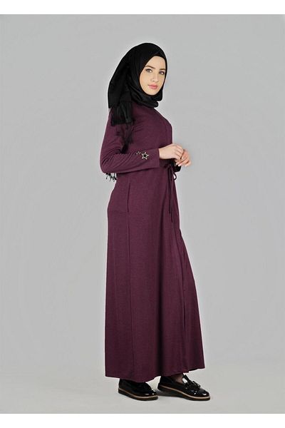 TRENDTESETTÜR Women's Purple (BEGONVİL) Gathered Waist Long Tunic 4955