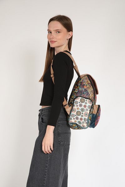 Street Bag Ethnic Bohemian Αυθεντικό Σχέδιο Συνονθύλευμα 5 Θέσεων Σακίδιο πλάτης Ορθοπεδικό Αδιάβροχο