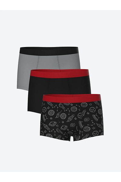 LC Waikiki LCW Kids Black Printed Boxer για αγόρια 3 τεμαχίων