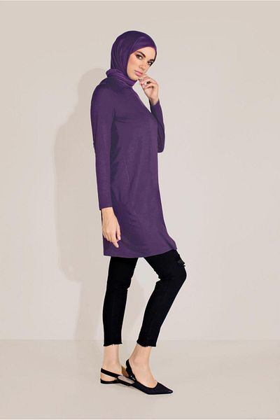 TRENDTESETTÜR Women's Purple (K.PURPLE) Knitted Viscose Tunic 40825