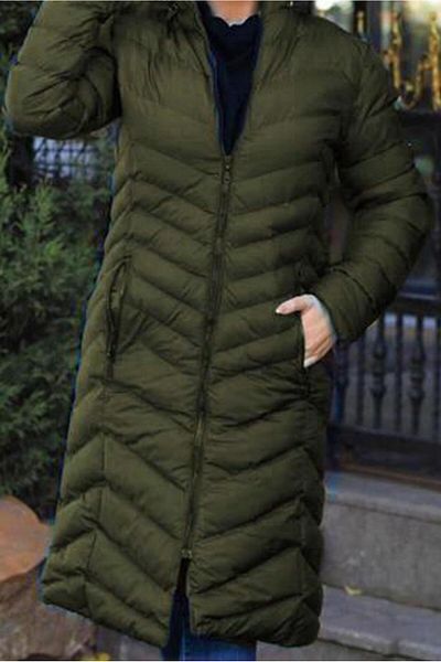 TRENDTESETTÜR Palton puf cu glugă verde pentru femei 1539
