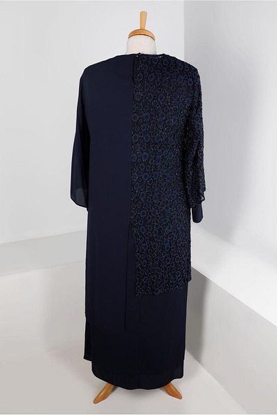 TRENDTESETTÜR Γυναικείο Σετ Φόρεμα Navy Blue Glitter Δαντελένιο Διπλό T 2883