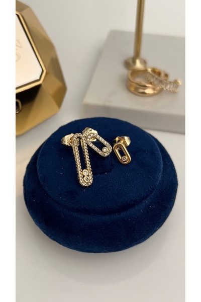 SU PERİSİ TAKI BİJUTERİ مجموعة أقراط ماركة Vip Series Gold Mssika مكونة من 3 قطع