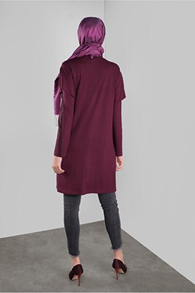 TRENDTESETTÜR Women's Purple (BEGONVİL) Stone Printed Ruffle Tunic 41293