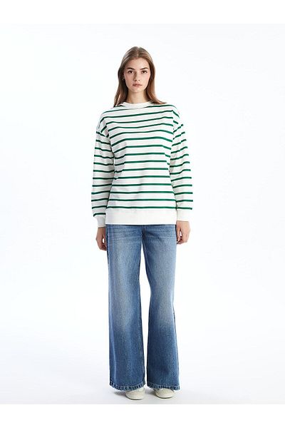 LC Waikiki Hanorac pentru femei LCW Comfort Striped Crew Deck Stripe