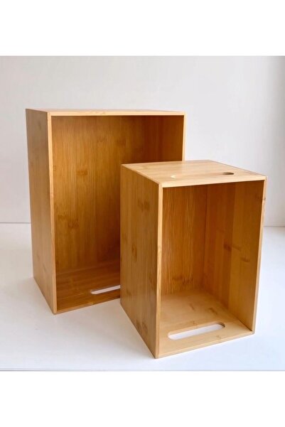 Janset Bamboo 2-Piece Bread Basket Fruit Pot Pantry Kitchen Organizer