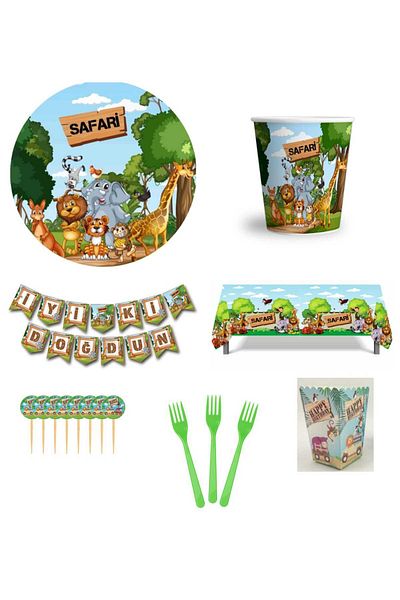 CANSIN Σετ γενεθλίων Safari για 8 άτομα