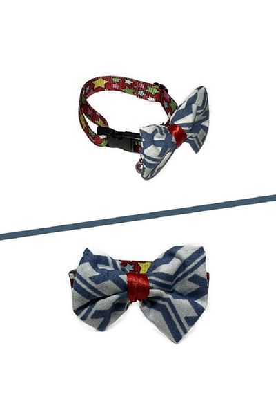 Aka Cat Collar with Bow Tie Adjustable and Bell-1Cm En Black-Yellow-Red-Blue-Pink-Green-Turquoise