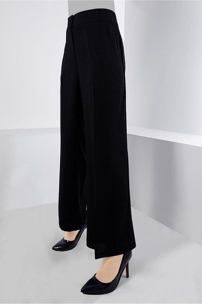TRENDTESETTÜR Women's Black Wide Leg Trousers 70191