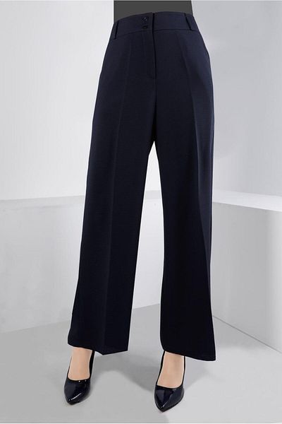TRENDTESETTÜR Women's Navy Blue Wide Leg Trousers 70191