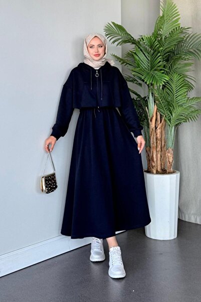 Şulemoda Giyim فستان بلوم أزرق كحلي