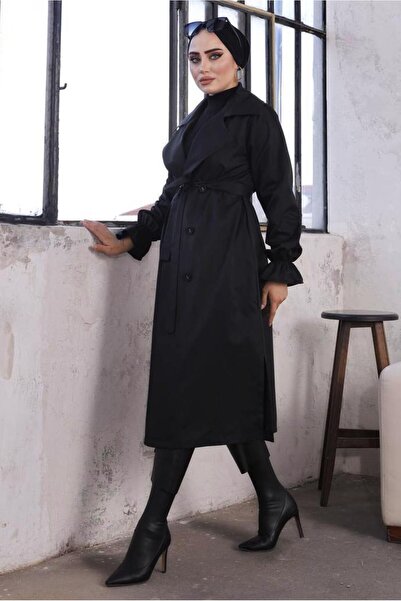 TRENDTESETTÜR Γυναικεία μανσέτα με μαύρα κουμπιά ελαστική καμπαρντίνα T 8029