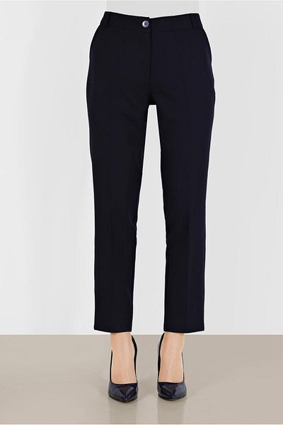 TRENDTESETTÜR Women's Navy Blue Straight Cut Pants 70313