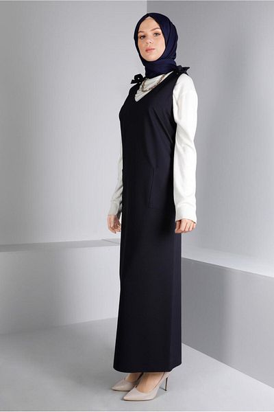 TRENDTESETTÜR Γυναικείο Navy Blue Shoulder Lace Gilet 40414