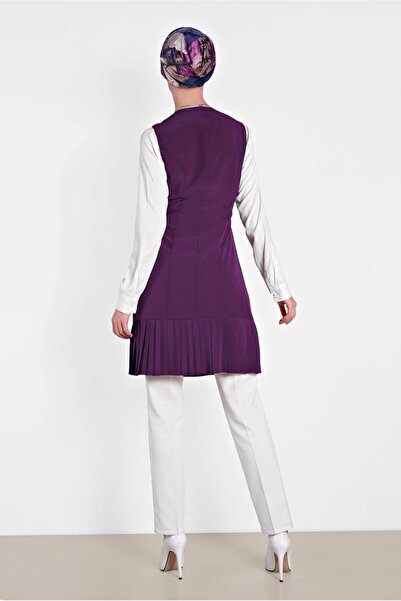 TRENDTESETTÜR WOMEN'S PURPLE (K.PURPLE) SIDE LACE-UP PLEATED VEST 4249