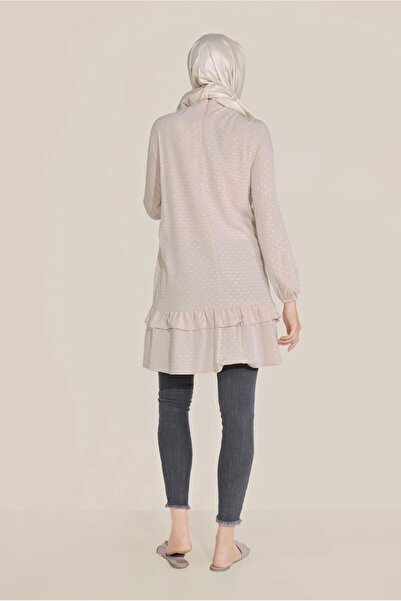 TRENDTESETTÜR Women's Beige Frilly Viscose Tunic 40822