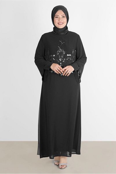 TRENDTESETTÜR Γυναικείο Μαύρο T 5600 Νέο Multi Chiffon 2 τεμάχια Ρούχα. Βραδινό φόρεμα