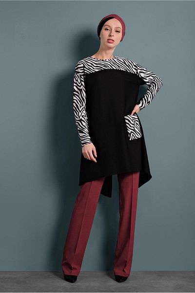Alvina Zebra Patterned Tunic 40357