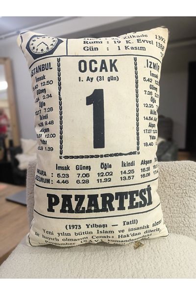 Alacastore Νοσταλγικό πρωτοχρονιάτικο παλιό κάλυμμα μαξιλαριού με φύλλα ημερολογίου