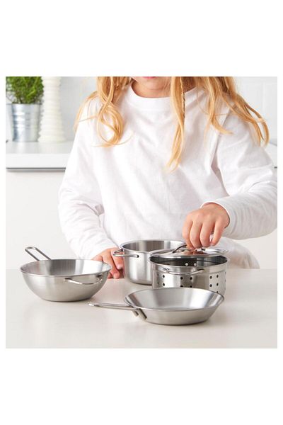 IKEA Toy Metal Cookware Set Miniature Kids Plaything Cooking Kit Play Kitchen