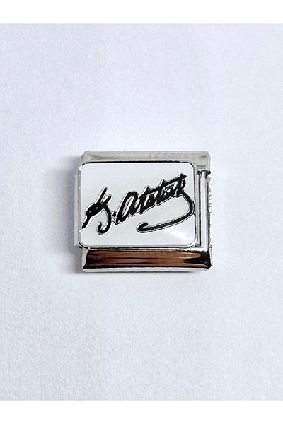 RoseCo00 Ataturk Steel Bracelet Charm - Italian Design